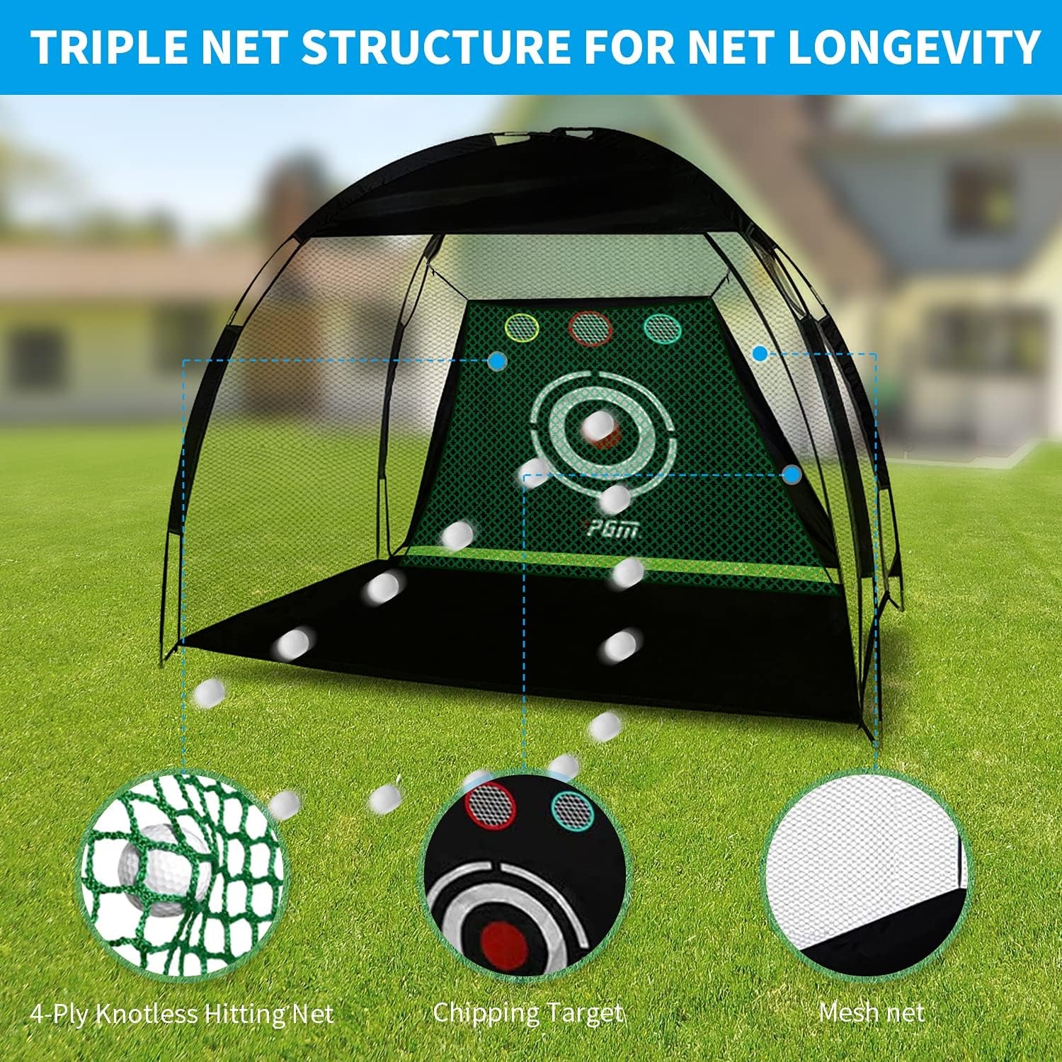 Golf Practice Net, 10X7 Feet Golf Nets for Backyard Driving, Heavy Duty Golf Net – Home Golf Swing Training - Indoor Outdoor Use - Golf Simulator for Any Golfer