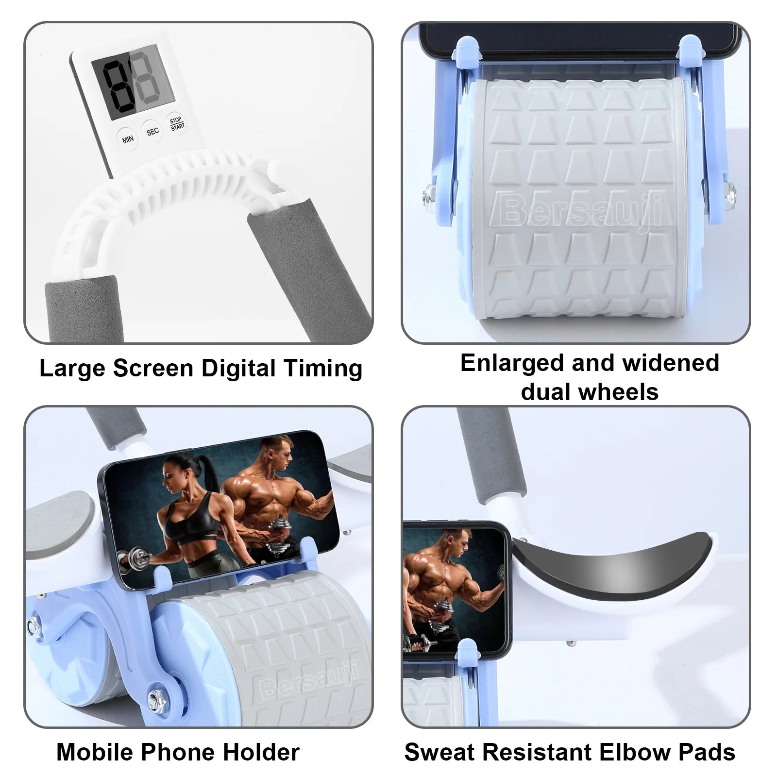 2025 New with Timer Ab Abdominal Exercise Roller Elbow Support, Abs Roller Wheel Core Exercise Equipment, Automatic Rebound Abdominal Wheel